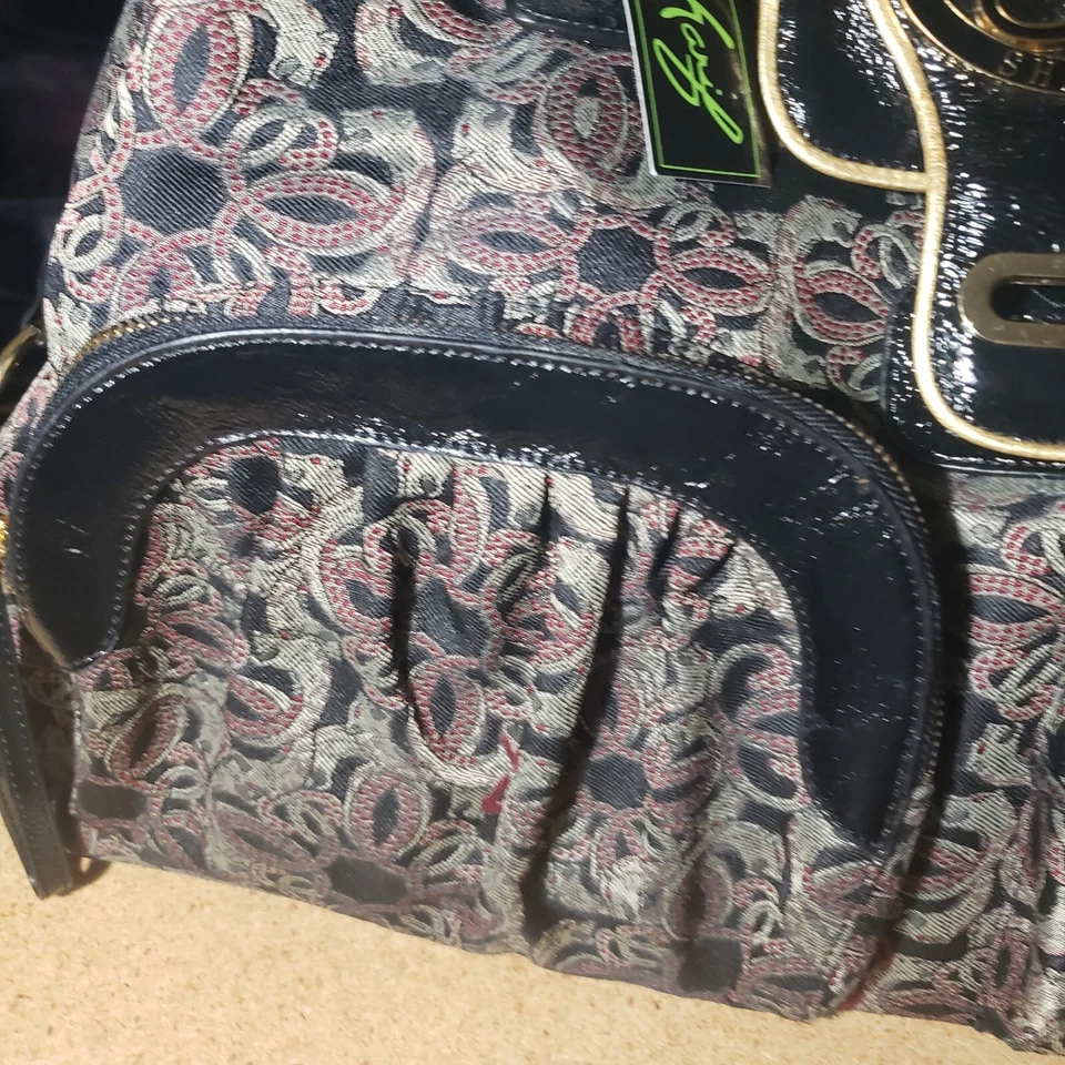 Sharif Satchel Duffle Bag Leather Animal Print w Make Up Pouch & Dust Cover NWT - Image 4 of 4