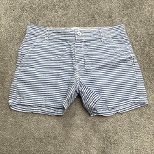 Old Navy Chino Shorts Boys Kids 12 Blue White Striped Flat Front Cotton Casual