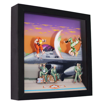 Super Street Fighter 2 (Guile Stage) - 3D Shadow Box Frame (9'' x 9'') Gaming Art