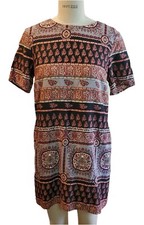 New Women's Floral Print Short Dress With Pockets Size S