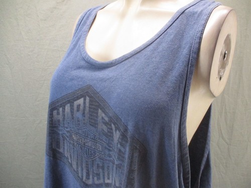 Harley Davidson Size 2XL Mens Blue Print Dropped Armhole Round Neck Tank Top 278 - Picture 4 of 11