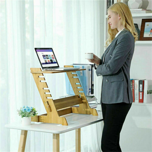 Bamboo Desk Riser Office Shelf Standup Sit/Stand Height Standing Laptop Study US - Picture 7 of 18