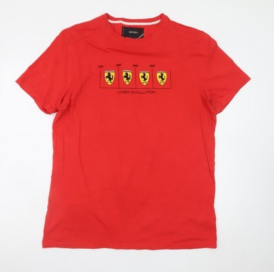 Ferrari Herren T-Shirt rot Baumwolle Logo Evolution Grafik XL