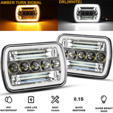 5X7" 7x6" LED Headlight Halo DRL For Dodge Ram 50 D150 D250 D350 W150 W250 W350