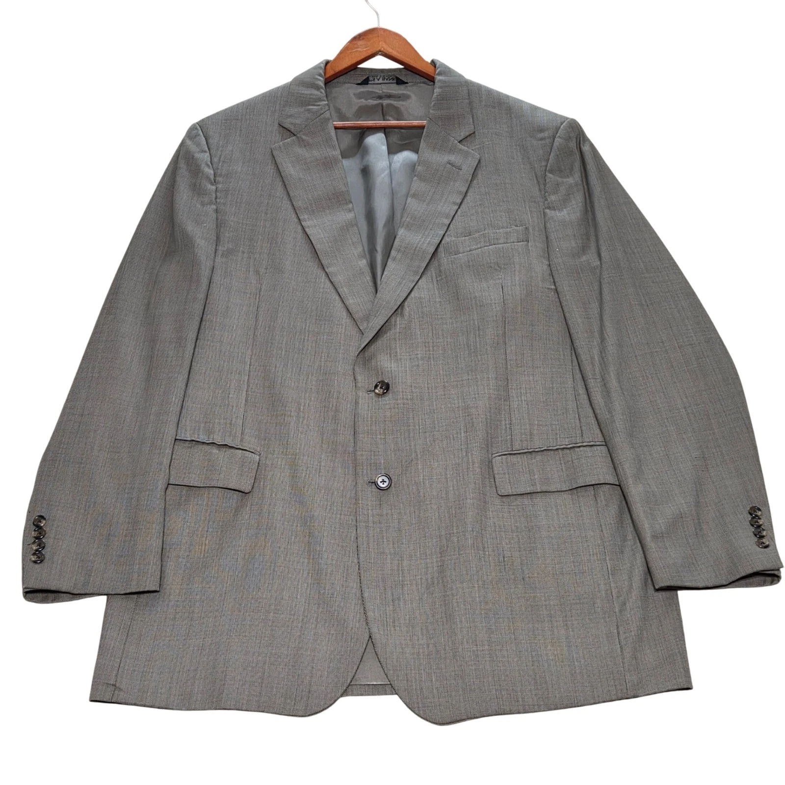 Jos A Bank 46XL Mens Gray Houndstooth 100% Wool Two Button Blazer Sport Coat