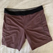 Manduka Yoga Shorts Drawstring Maroon Athleisure Training 35”x8" Mens L