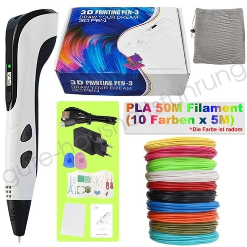 Stift Kinder DIY 3D Druckstift 20 Farben PLA Filament 3D Stifte Set 9m-100m🚚DHL