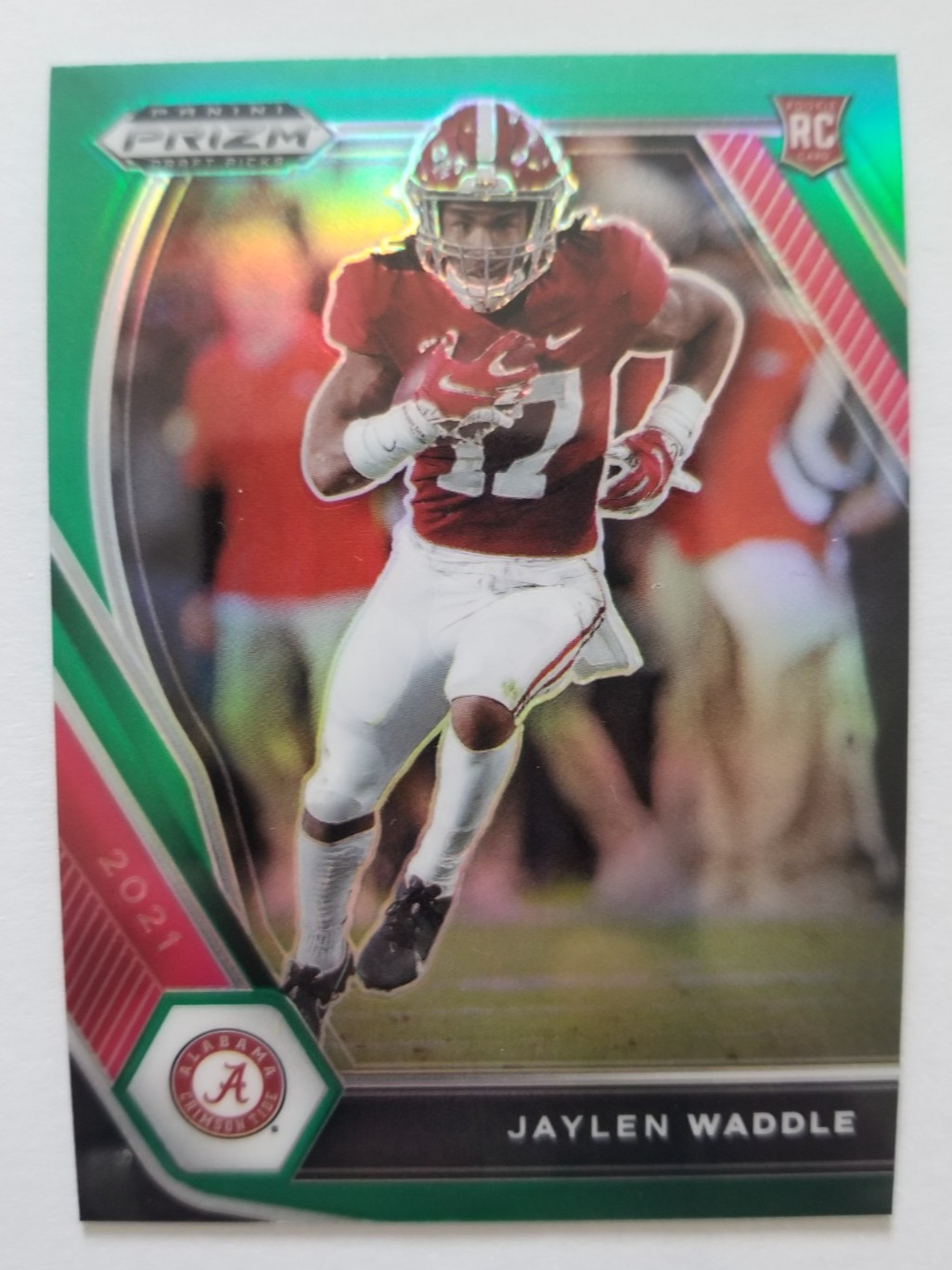 Jaylen Waddle 2021 Panini Prizm Draft Picks  Football Green Prizm RC #103 Rookie