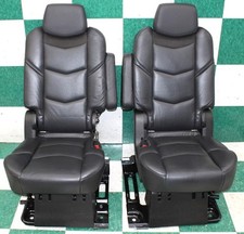 20 Escalade Esv Black Leather Perf Heat Second 2nd Row Captains Bucket Seats Oe