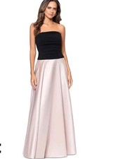 $279 XSCAPE Women's Strapless Pleated-Top Mixed-Media Gown Sz 14 Wedding NWT