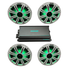 Kicker Marine Speaker Bundle   4 8  RGB Speakers  4-Channel Amp