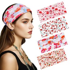 CURASA Boho Headbands for Women 4 PCS No Slip 1 Count Pack of 4 , Floral