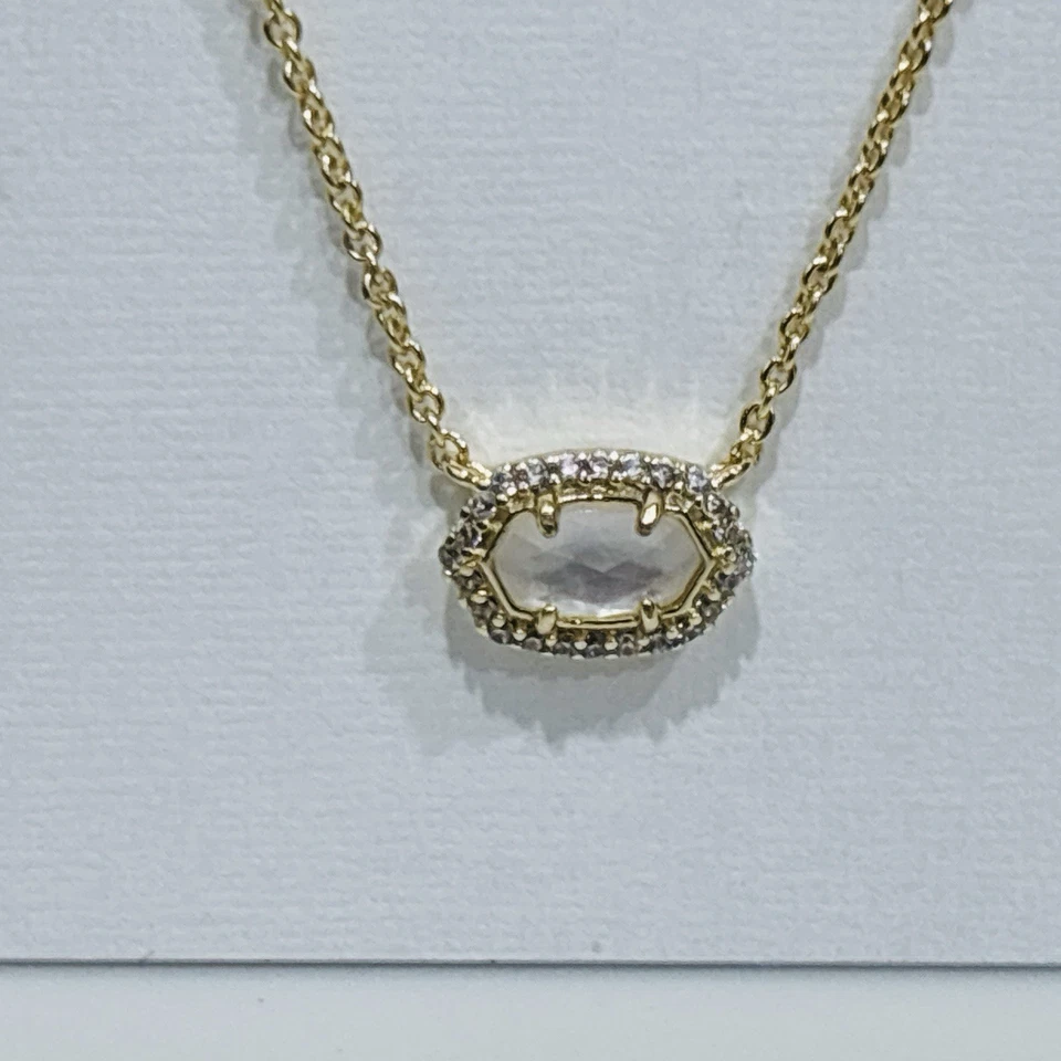 Collar Kendra Scott Chelsea Madreperla Circonita cúbica Colgante Tono Dorado NUEVO Foto 2 de 4