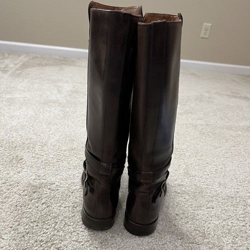 Frye Jordan Strap Tall Leather Riding Boots Brown Women’s Size 7.5 B Knee High - Picture 10 of 23