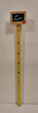 Vintage Russ Wooden School Pencil 1 Teacher Yellow W/ Apple Black Board Topper