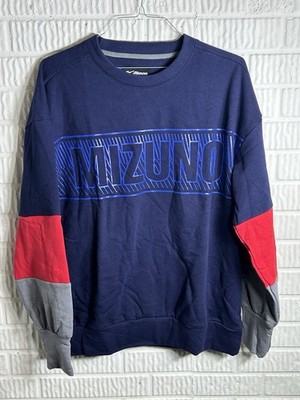 Mizuno Men Performance Fleece Pullover Sweatshirt Blue Large Athletic NWT