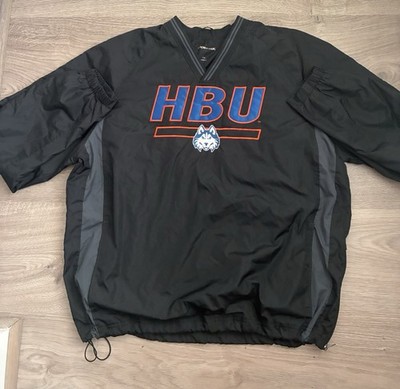 Houston Baptist University HBU Huskies VTG Black Windbreaker Jacket Size 2XL