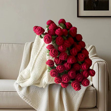 DIY Crochet Flower Blanket Kit Rose Bouquet Knitting Yarn Material Pack Gift 1m