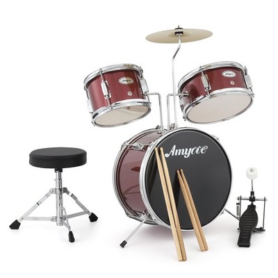Drum Set, 3 Piece Drum Set with with Cymbal, Tom, Bass Drum, Drumsticks, Bass...