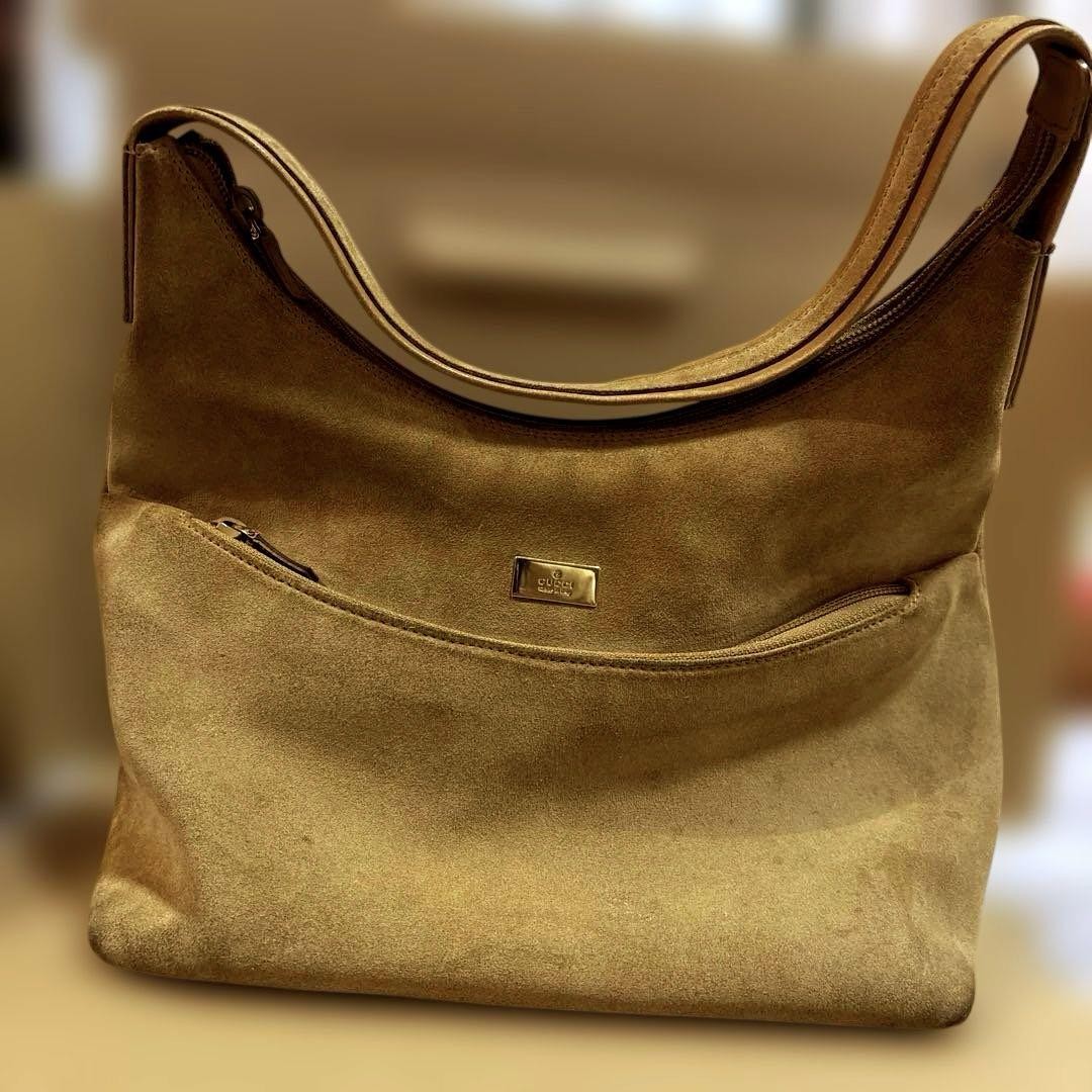 GUCCI GG 001 3386 1705 Suede Brown Shoulder Bag Authentic F07181574