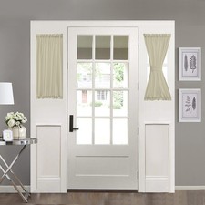 Natural Door Curtain for Family Decoration Linen Color, Striped Curtains Pane...