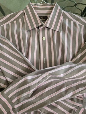 Ike Behar Neiman Marcus Mens White Long Sleeve Button Up Shirt SZ Large
