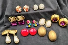 Lot of 9 Pairs of Vintage 1980s style  Clip On Earrings Costume Jewelry