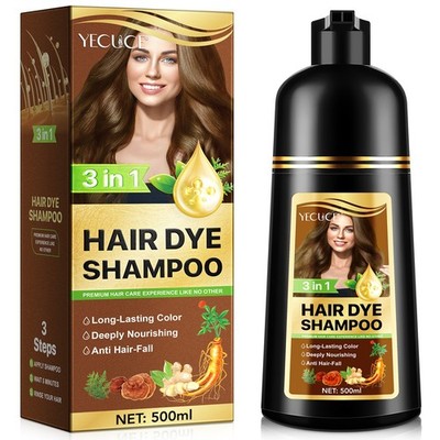 Hellbraunes Haarfärbeshampoo 3-in-1 - 500ml, deckt Grau ab, natürlich & vegan