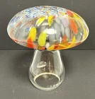 Blenko Glass Mushroom 3221S - Crystal with Multi-Color Frit