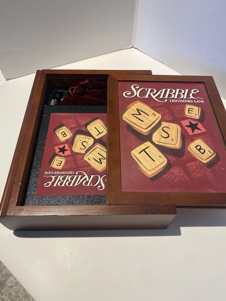 Hasbro Parker Brothers Vintage Game Collection Wooden Book Box Scrabble Complete - Image 2 of 4