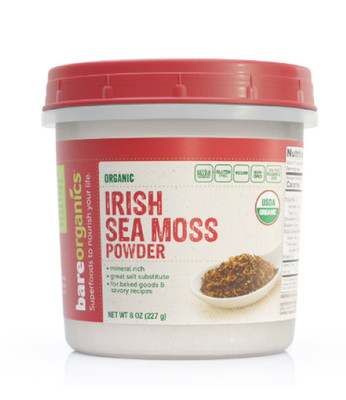 BareOrganics Raw Organic Natural Irish Sea Moss Immunity Powder 8 oz Exp 2/2028