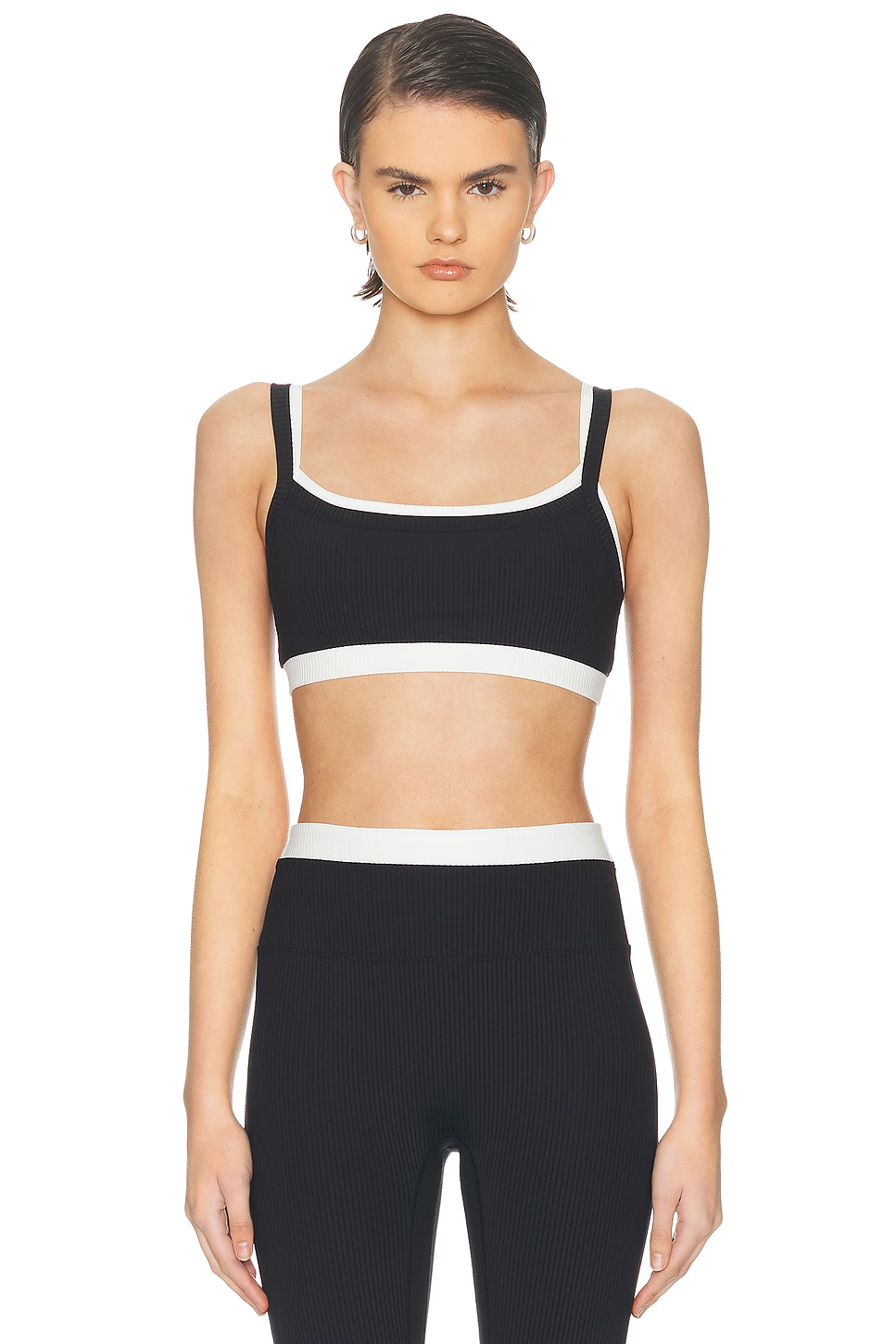 YEAR OF OURS Ribbed Layered Bralette in Black & White S NWOT $80