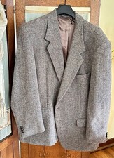 Harris Tweed Jacket 48L Mens Blazer Brown Houndstooth Wool Sport Coat Tall