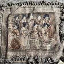 30x26” Wool Needlepoint Chinese Silk Road Dunhuang Musician Ladies Pillow Cover