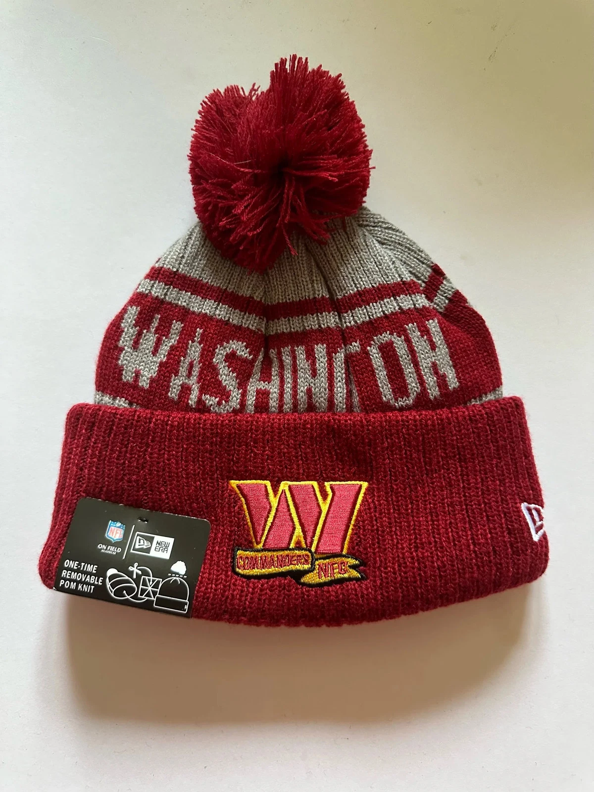 Washington Commanders NFL Bobble Beanie Multi Colour With Tags on