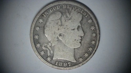 1897-P Very Good VG+ Barber Silver Half Dollar 90% See Photos