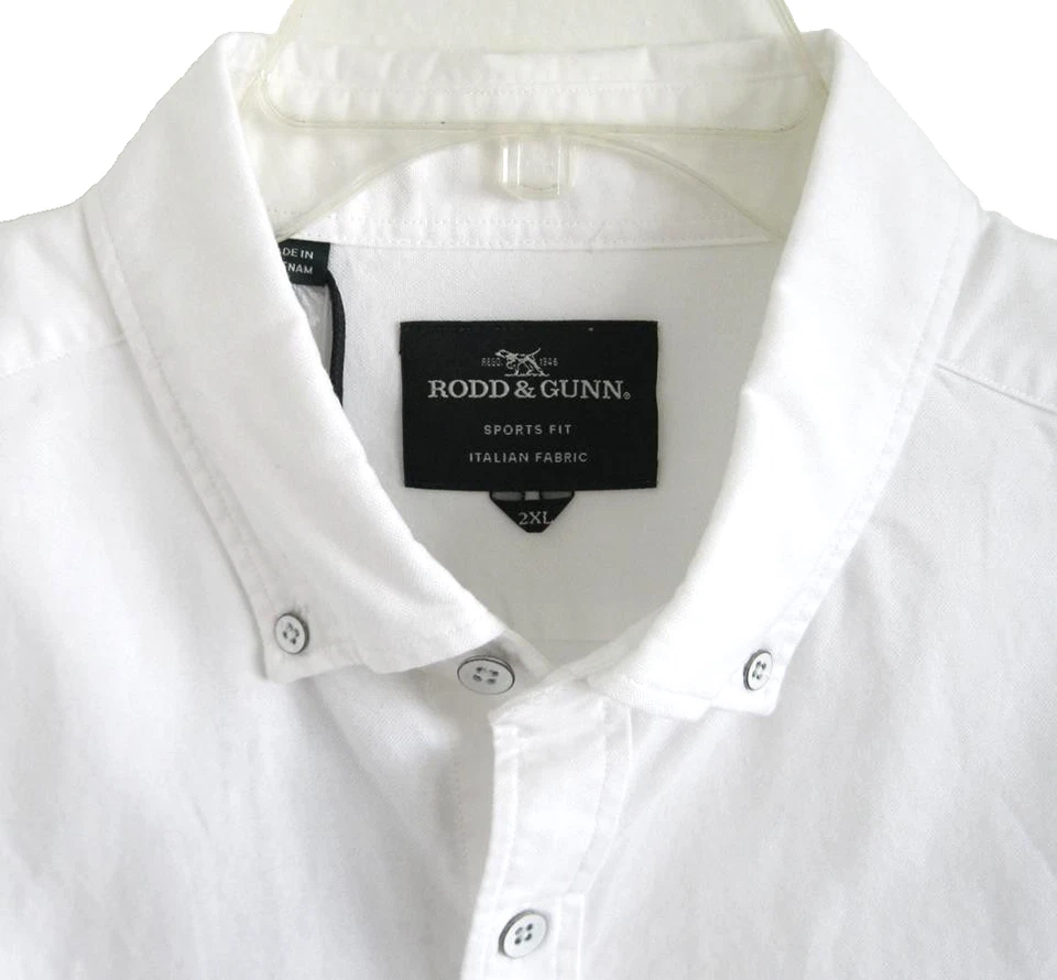 Мужская рубашка с длинным рукавом RODD & GUNN Albini Sports Fit размер 2XL белоснежная - новая с ценниками - Изображение 2 из 4