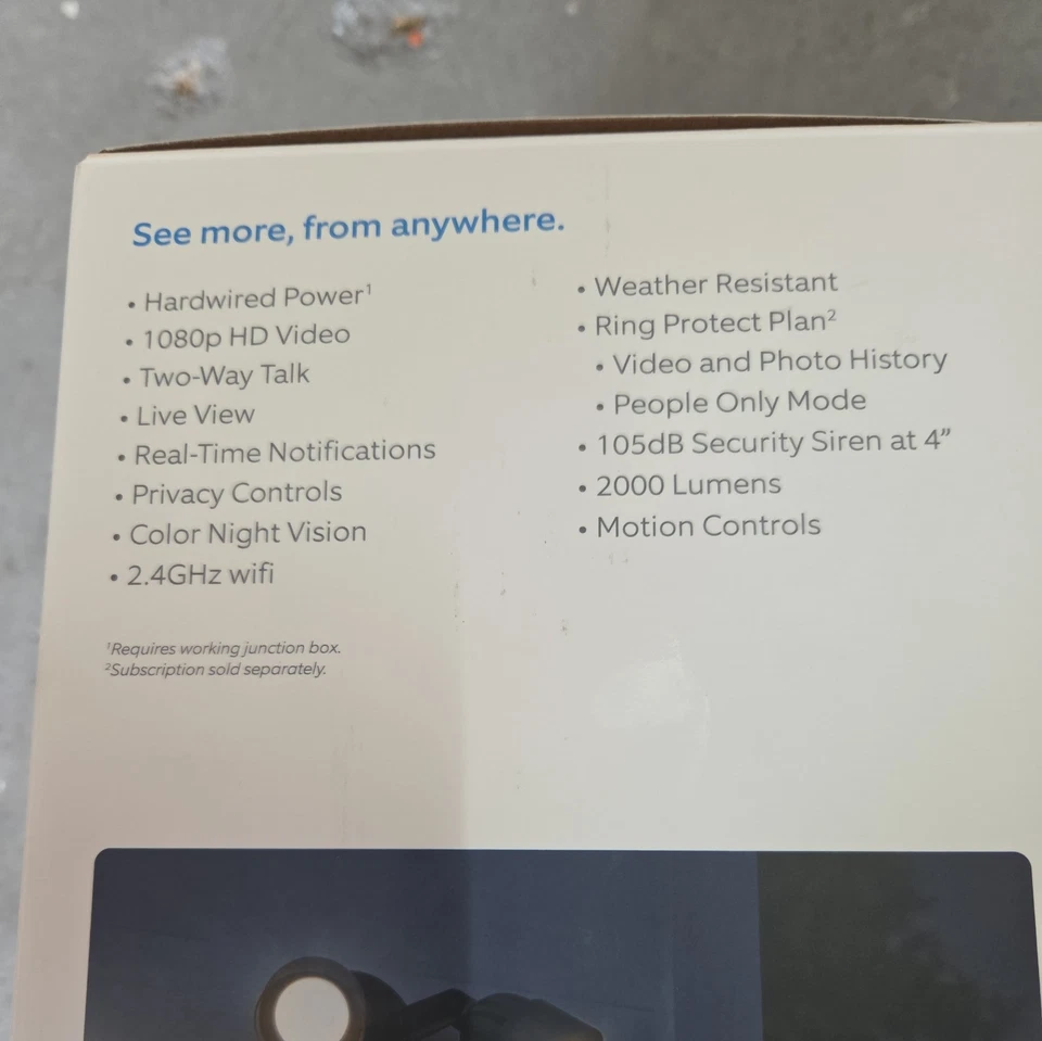 Nuevo Ring Floodlight Cam con cable Plus cámara exterior negra Foto 2 de 4