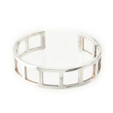 GUCCI Vintage Square Open Bangle Bracelet Accessory 925 202493 Silver 28.2g Used