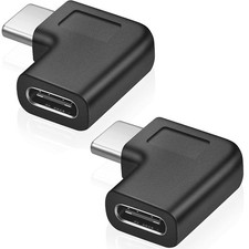 URWOOW USB C Right Angle Adapter,90 Degree C to Type-C 2 pack, black