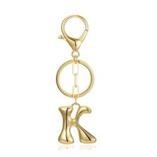 Gold Bubble Initial Keychain for Women Bag Charms Letter A-Z Gold - Letter K