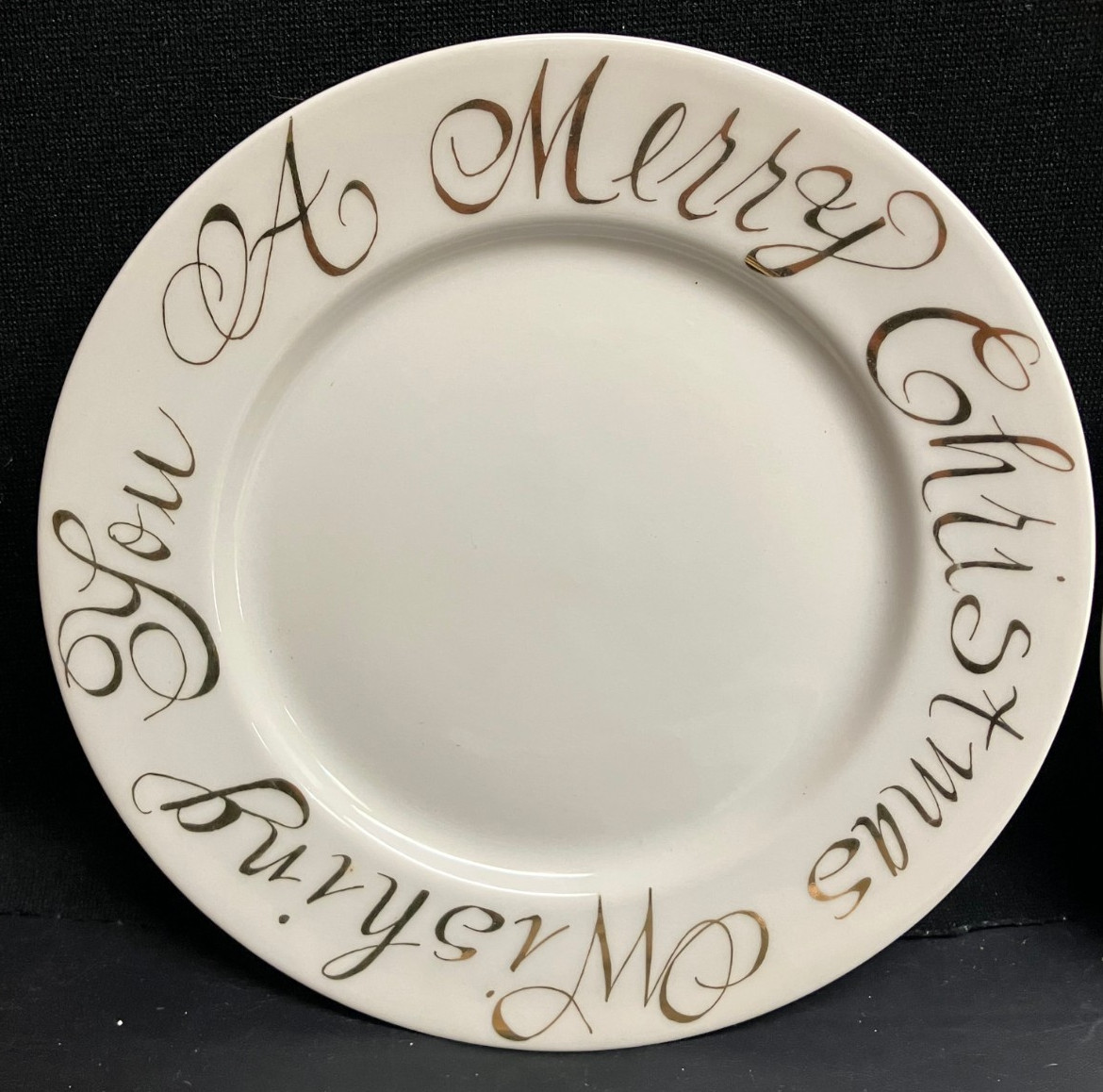 8x Set WISHING YOU A MERRY CHRISTMAS 8" Gold Dinner Plates ITALY Target Rosanna