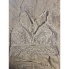 No Boundaries White Lace Lightly Lined Longline Racerback Bralette, XL