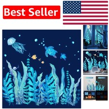 Aesthetic Ocean and Jellyfish Wall Decals - 5 Waterproof Sheets for Kids Rooms
