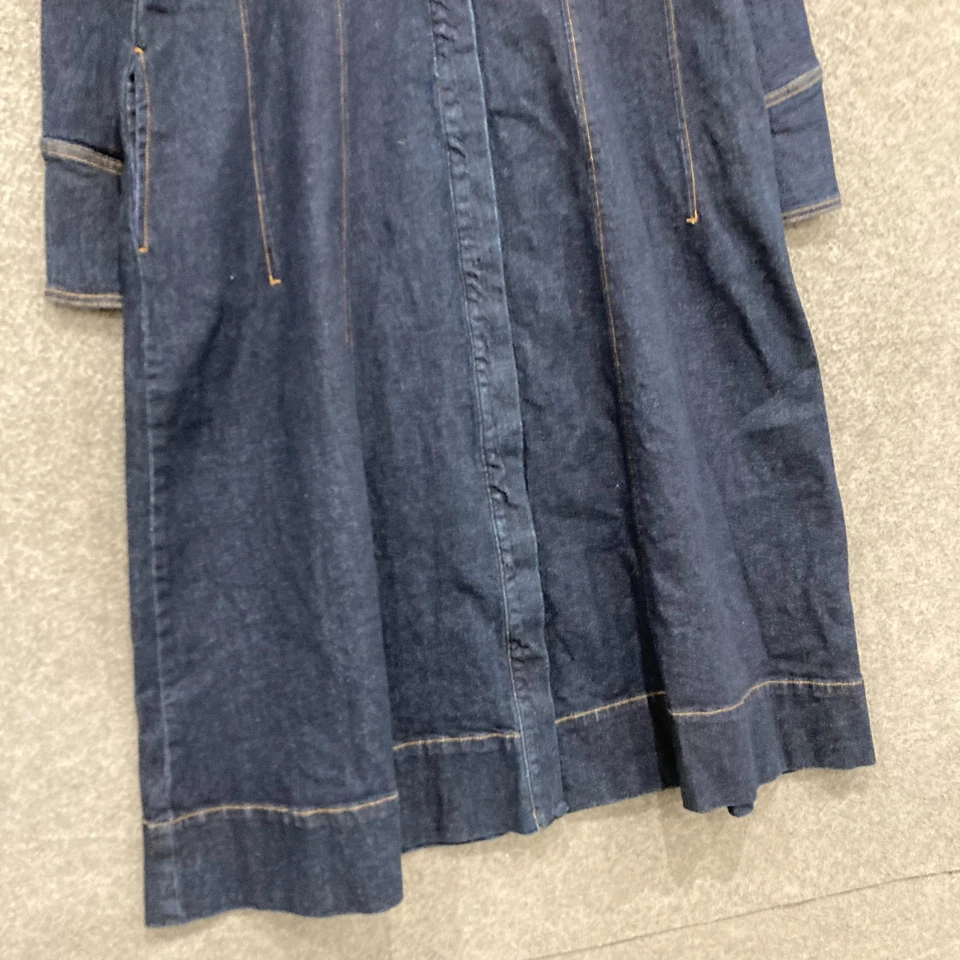 Vestido vaquero vasco para mujer talla 16-18 azul oscuro bolsillos midi botones delanteros 34234 Foto 3 de 4