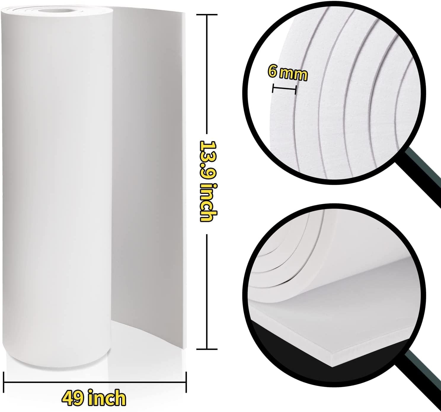 EVA Foam Cosplay 6mm Thermoformable Facile à Découper, Pack de 3 Plaques Blanches