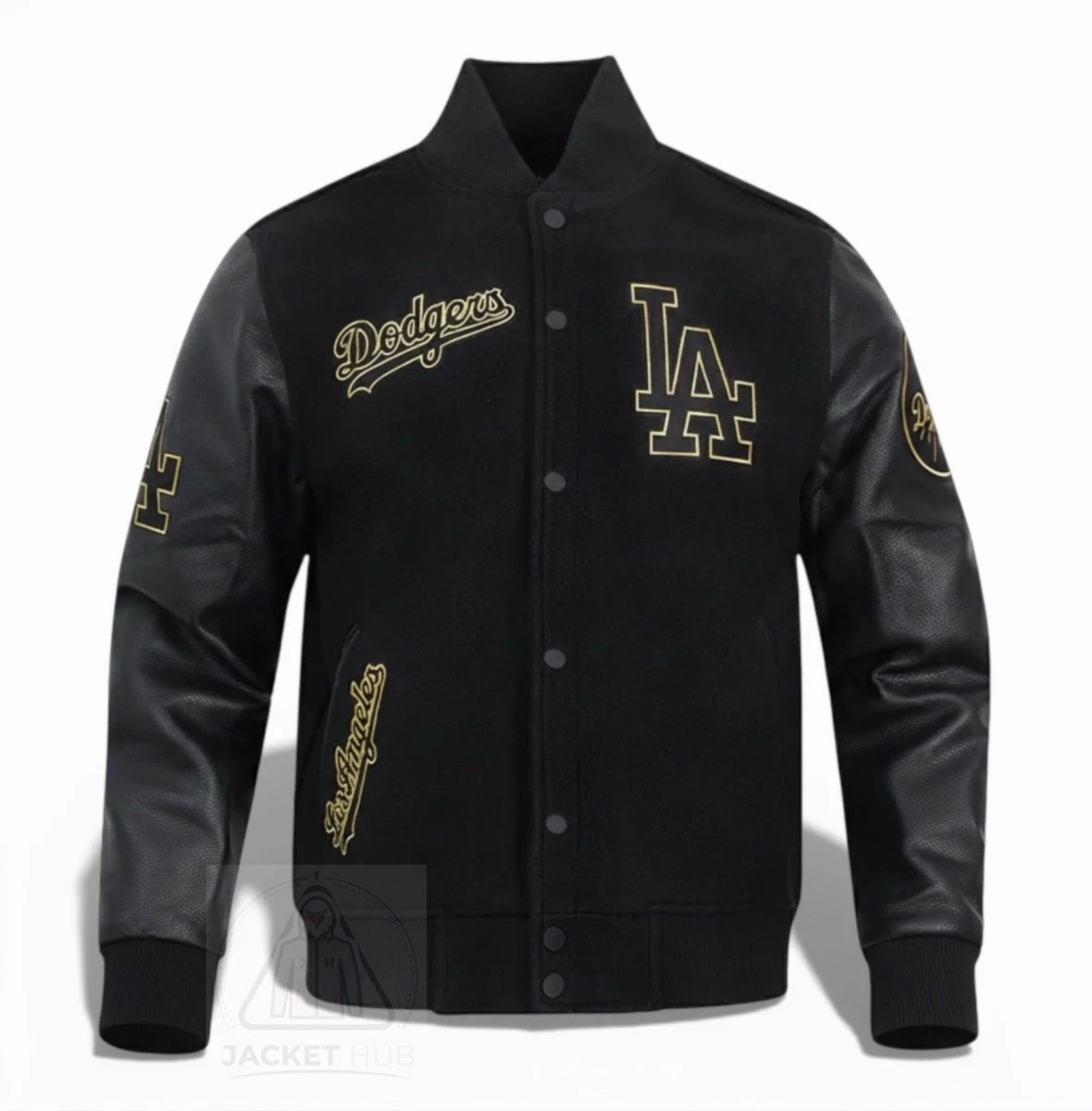 LA Dodgers Blak Wool Leather Bomber Lettermen Baseball Varsity Jacket Hot
