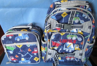 Pottery Barn Kids Backpack Lunch Box Set Boys Dump Truck Construction  Lincoln