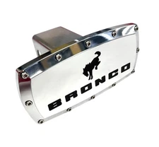 Polished Ford Bronco Black Script Tow Hitch Plug Cover For 2" Hitch Receiver