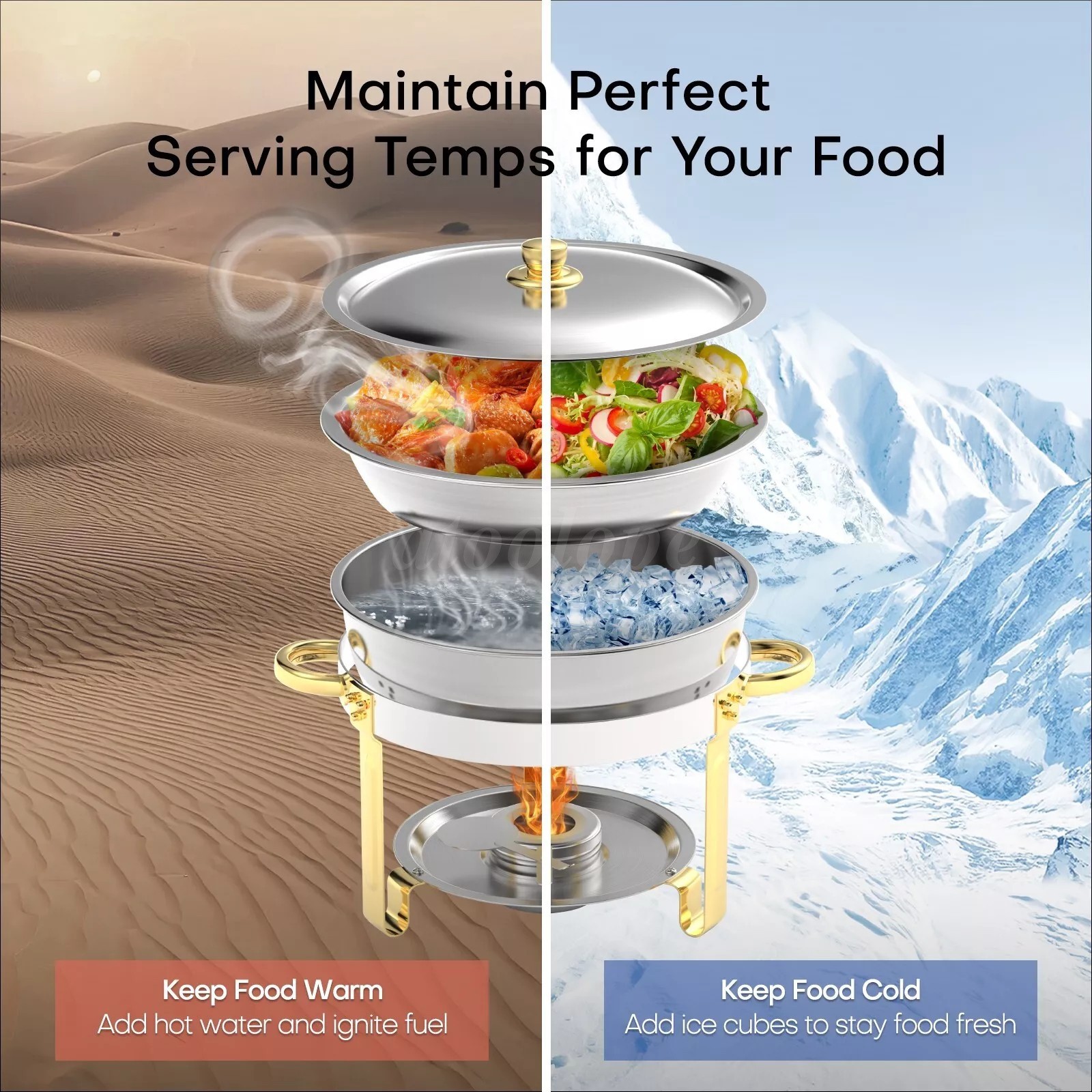 6QT GOLD Chafing Dish Buffet Set Stainless Steel Full Size Chafer party 4 PACK